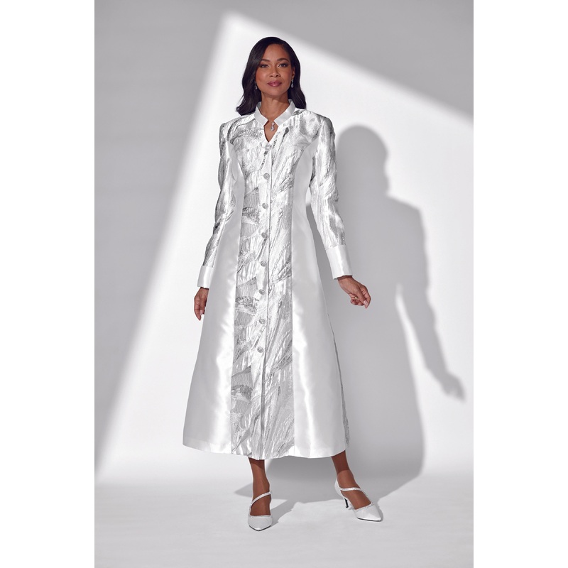Touch of Metallic Choir Robe by EY Boutique WHITE 18