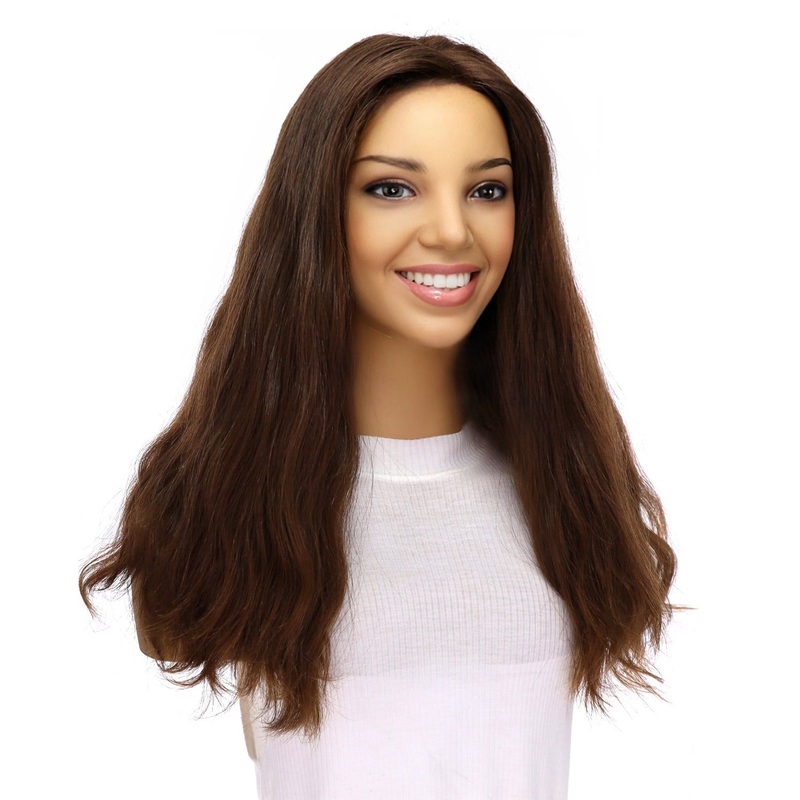 20″ Divine Luxe Lace Top Topper #6 Neutral Medium Brown Wavy Zig Zag Lace Front