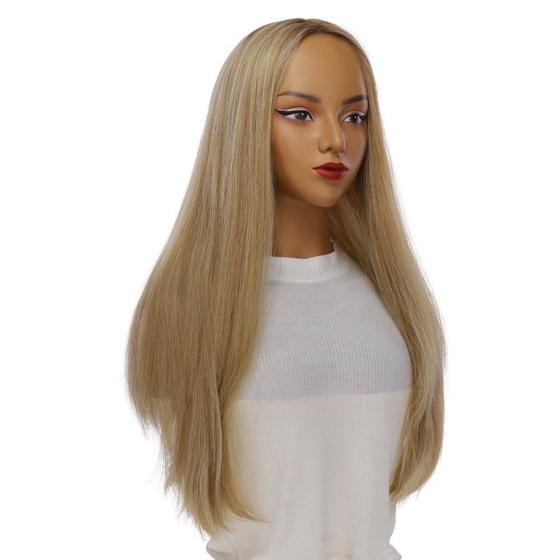 26″ Ponytail Silk Top Wig Ash Blonde Zig Zag Lace Front
