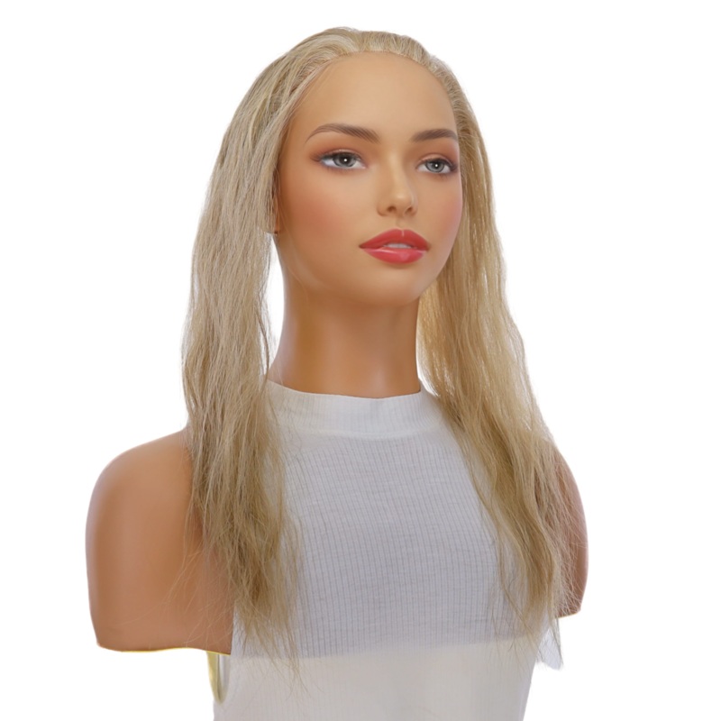 16″ Hairline Topper #Ash Blonde Wavy w/ No Rooting 3 cm