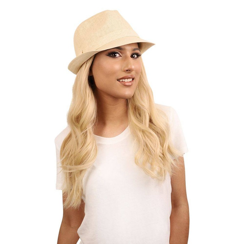 24″ HatFall Wig Beige Blonde Open Wefted