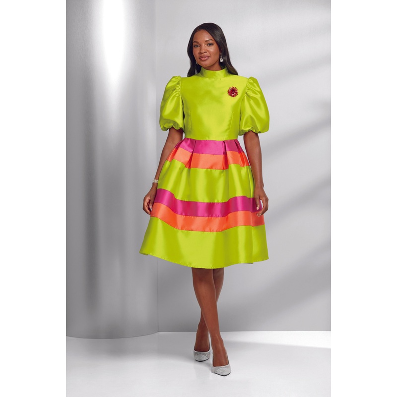 Bold ‘n’ Beautiful Striped Fit-and-Flare Midi Dress by EY Boutique MULTI 18W