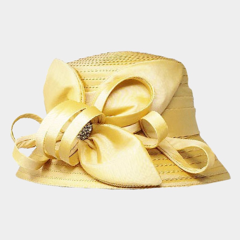 Bow Accented Dressy Hat Matte gold