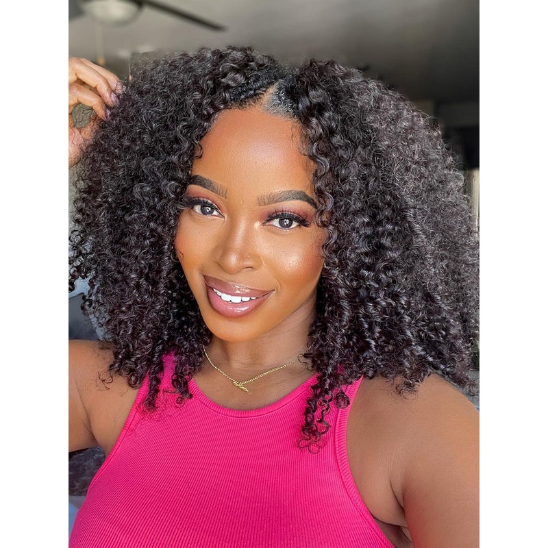 CurlyMe Kinky Curly V Part Wig Human Hair Glueless Wig Pre-plucked Normal 10