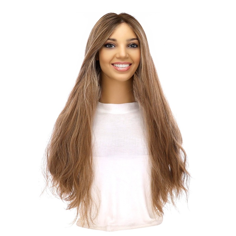 24″ Divine Lace Top Topper Medium Blonde w/ Highlights Wavy Zig Zag Lace Front