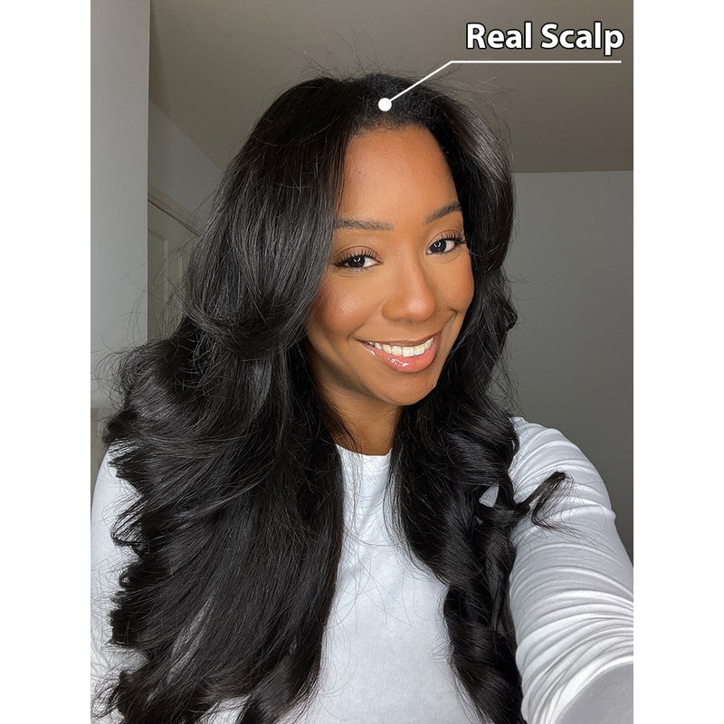 CurlyMe Body Wave Human Hair V Part Wig Glueless No Lace Same as Thin Part Wig Normal 10