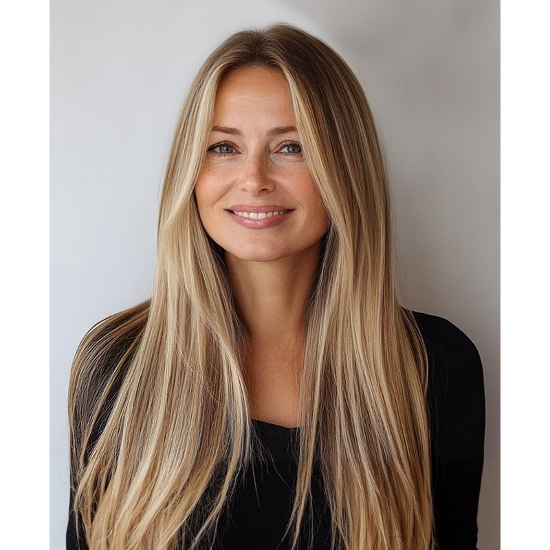 invisible clip-in hair extensions blonde highlights. 14″ Classic