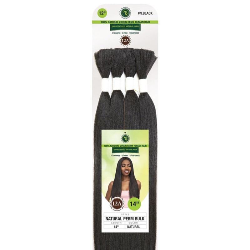 Janet Collection 100% Natural Virgin Remy Human Hair Braids 12A – NATURAL PERM BULK 12″/14″/16″ 14 27