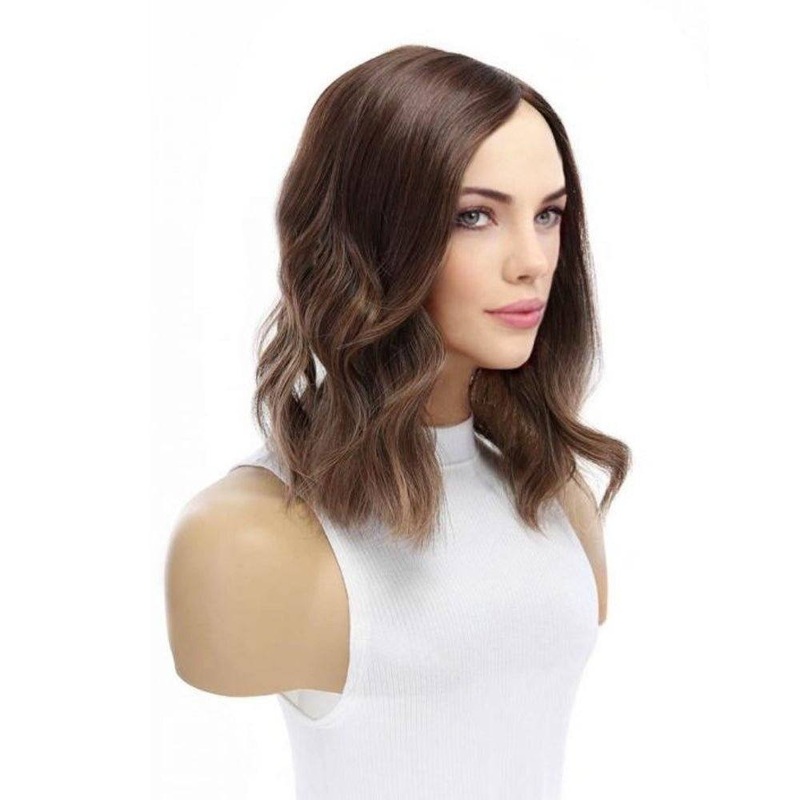 14″ Emerald Silk Top Topper Medium Brown Balayage 5 x 6″