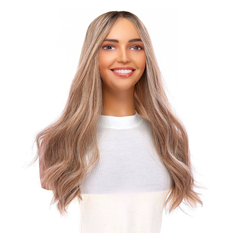 20″ Onyx Silk Top Topper Ashy Blonde w/ Highlights