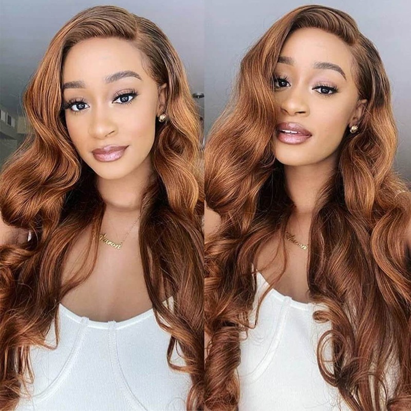 #30 Chestnut Brown Lace Front Wigs Body Wave Human Hair Fall Color Wigs For  Women 16 13×4 Lace 150%