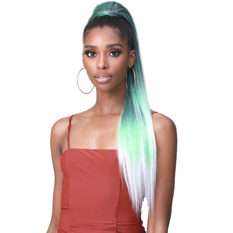 Bobbi Boss Human Hair Blend Tress Up Ponytail YAKY STRAIGHT 32″ NATURAL