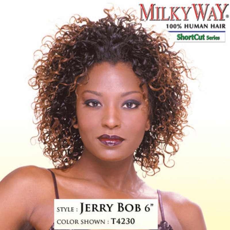 Milky Way Short Cut Human Hair JERRY BOB Weaving 6 Inch T4230