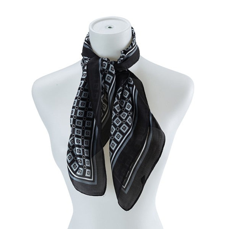 MULTI PATTERN SILK SCARF BLACK/BKBK Os