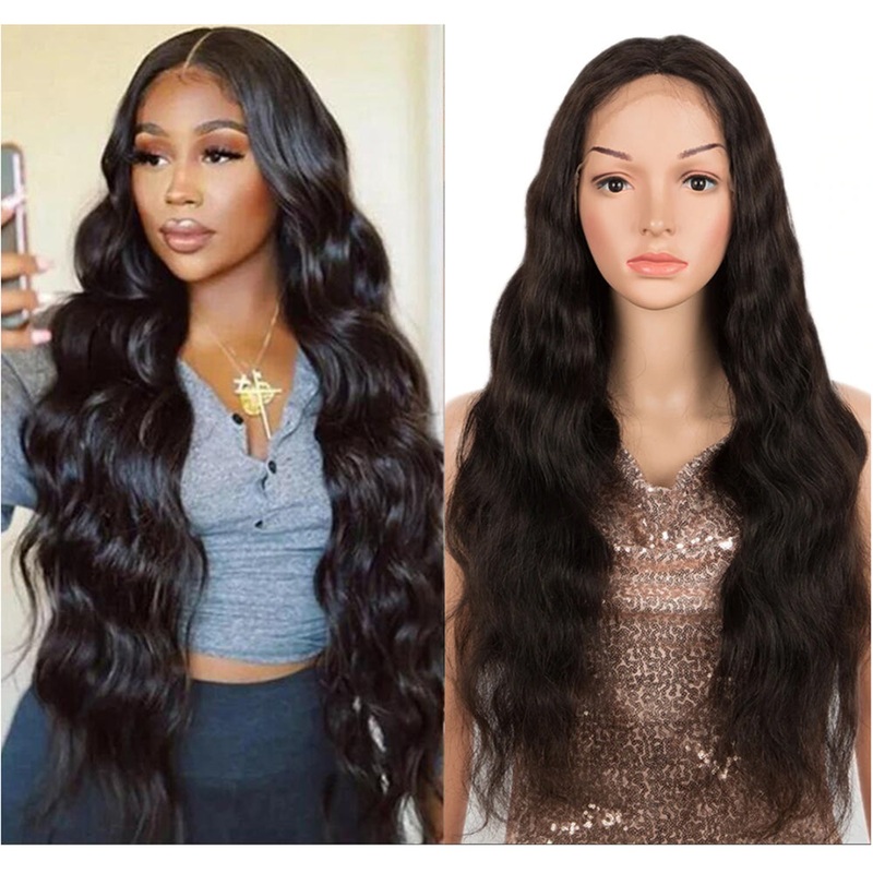 QVR 4X1 T Lace Human Hair Wigs Body Wave Hair Lace Front Wig Pre-plucked Hairline with Baby Hair Wigs Natural  Black Color 24″