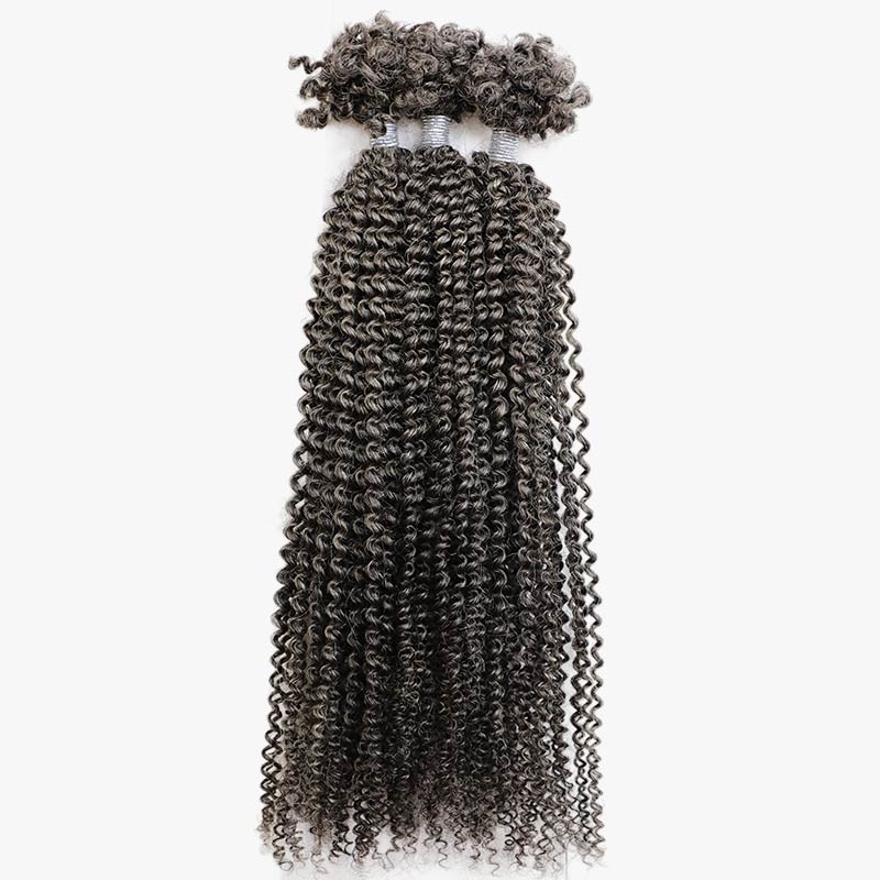 QVR Salt Pepper Color Afro Kinky V Bulk for Kinky Twist Crochet Braiding Hair Salt Pepper 3 Packs  (Full Head) 10”