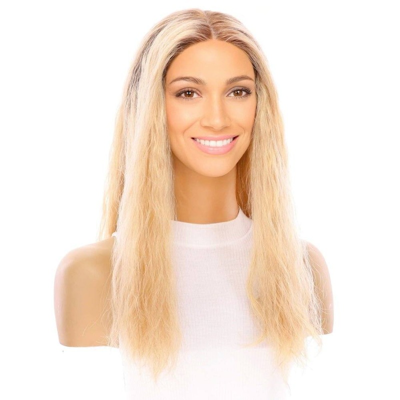 20″ Divine Lace Top Wig Golden Blonde Wavy Zig Zag Lace Front