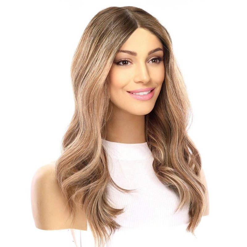 20″ Divine Lace Top Wig Medium Blonde w/ Highlights Zig Zag Lace Front