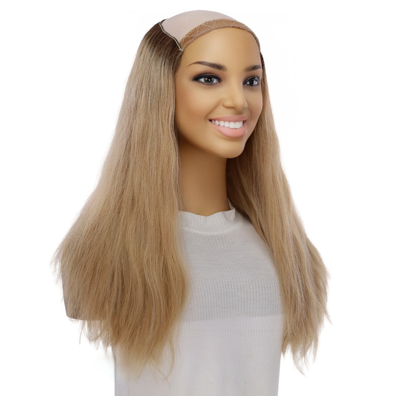 20″ HatFall Wig Golden Blonde Wavy Open Wefted