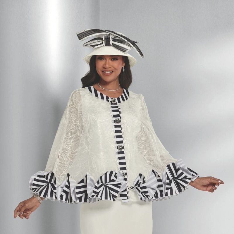 A Dash of Stripes Church Hat by EY Boutique WHITE/BLACK