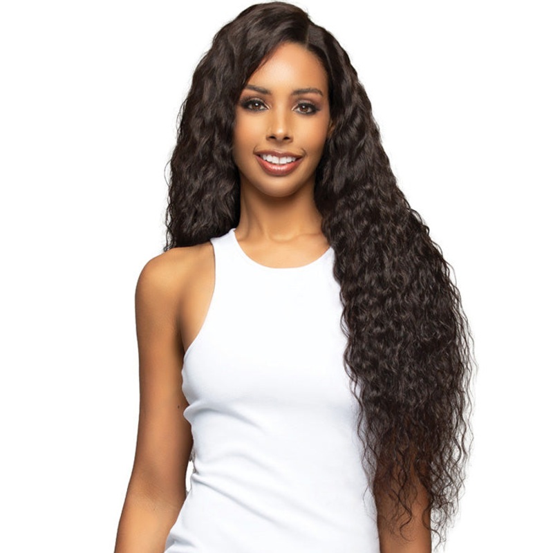 Bobbi Boss Bone Straight Glueless 100% Unprocessed Human Hair Hand-Tied Full Lace Wig – FLH012-NATURAL CURL 32″ NATURAL