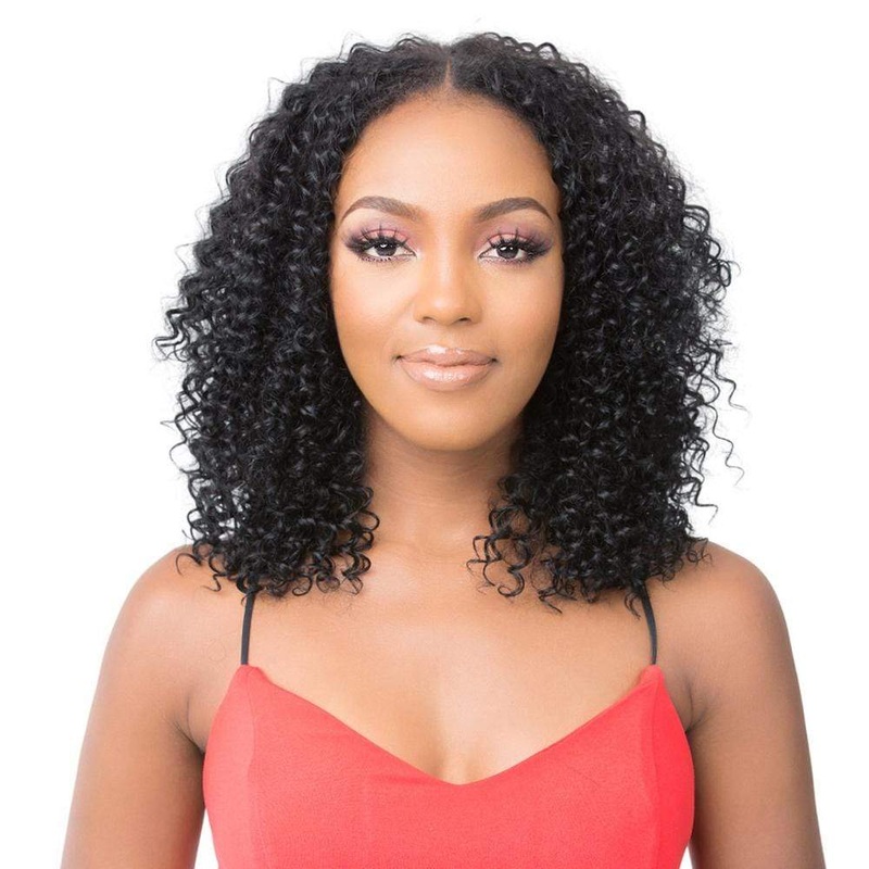 It’s A Wig! Human Hair U Part Wig – HH U-Part Deep Wave 1 JET BLACK