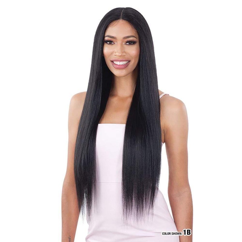 Shake-N-Go Organique Lace Front Wig – Light Yaky Straight 30″ 1 JET BLACK