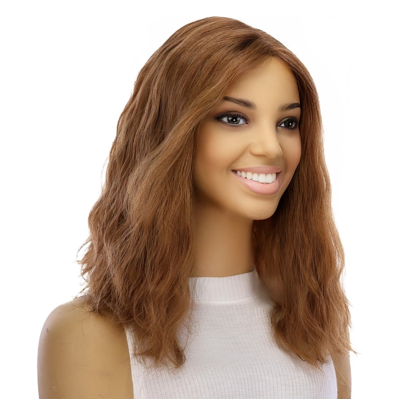 16″ Divine Lace Top Wig Strawberry Blonde Wavy Zig Zag Lace Front