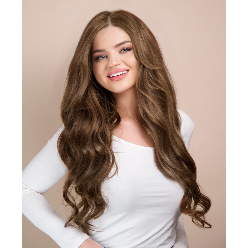 lace front human wig – 24″ light brown.