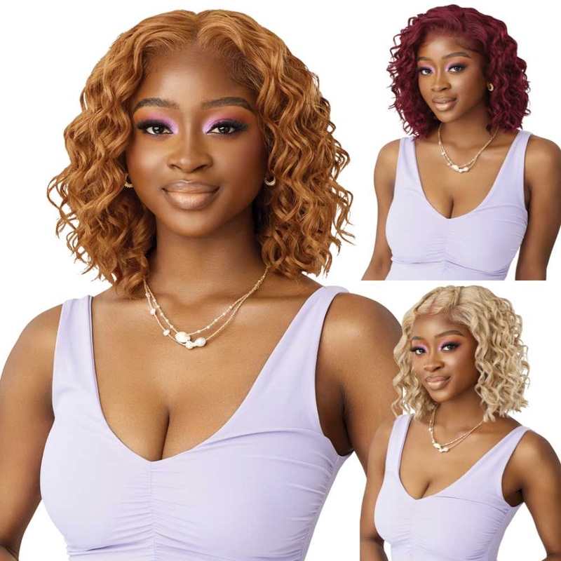 Outre Airtied Human Hair Blend 13X4 HD Lace Frontal Wig – HHB-Loose Deep 12″ 1 JET BLACK