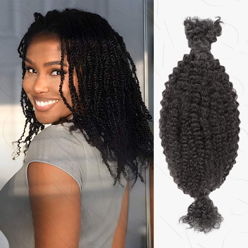 QUICK SHIP|Natural Black Spring Twist Hair 4a/3c Extensions Natural Black 10” 3 Packs (Full Head)