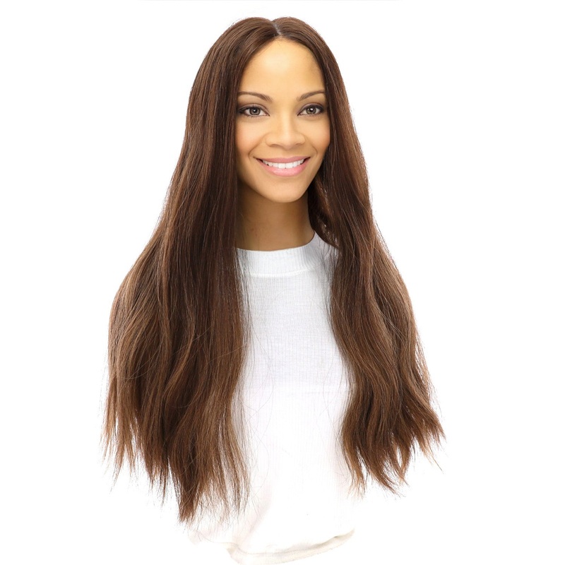 24″ Divine Lace Top Topper Medium Brown Balayage Zig Zag Lace Front