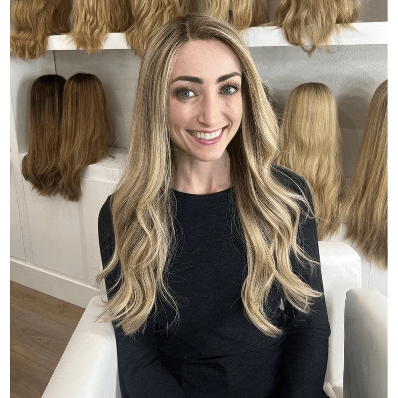 24″ Divine Lace Top Wig Platinum Blonde w/ Reverse Balayage