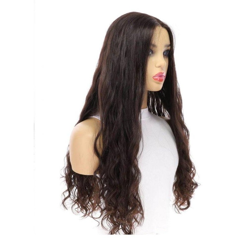 26″ Divine Luxe Lace Top Wig #2 Neutral Dark Brown Wavy Zig Zag Lace Front
