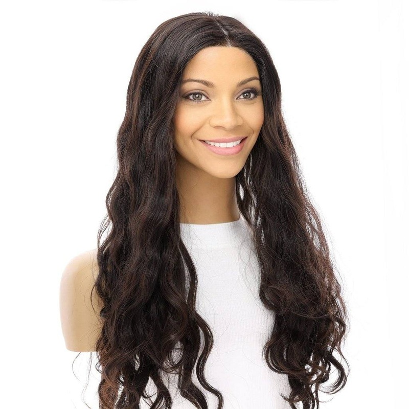 26″ Ponytail Silk Top Wig Soft Black Wavy Zig Zag Lace Front