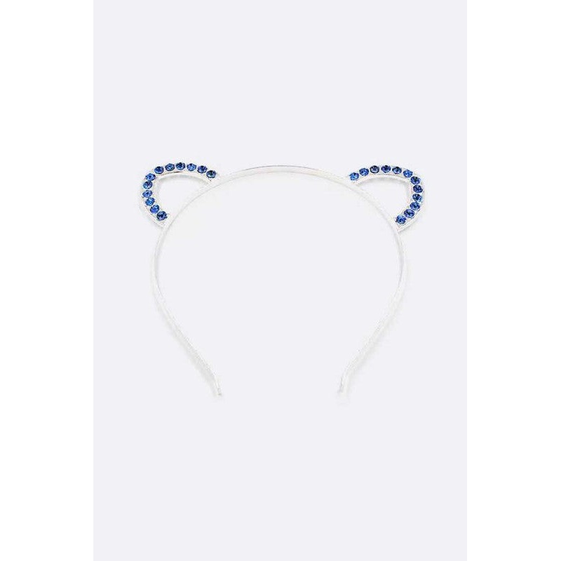 Bear Ear Rhinestone Headband Gold/Clear O/S