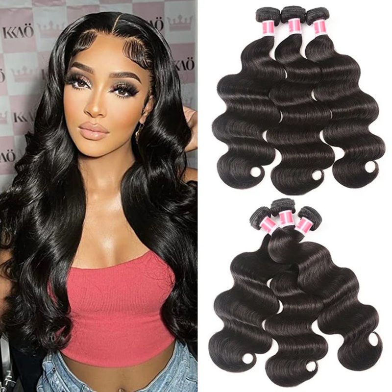 Brazilian Body Wave 3 Bundles 12A Unprocessed Virgin Human Hair Weave Natural Black Color Hermosa Hair 3pcs 10inch