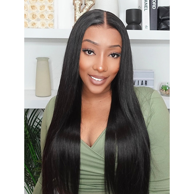 CurlyMe 9×6 HD Lace M-cap Wear Go Glueless Mini Knots Straight Hair Pre-cut Lace Front Wig Pre-plucked 12