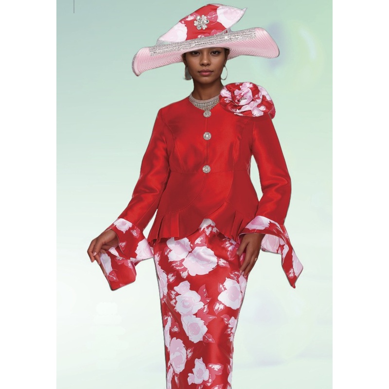 Fashionable Flowers 2 PC Suit Red/Pink 8