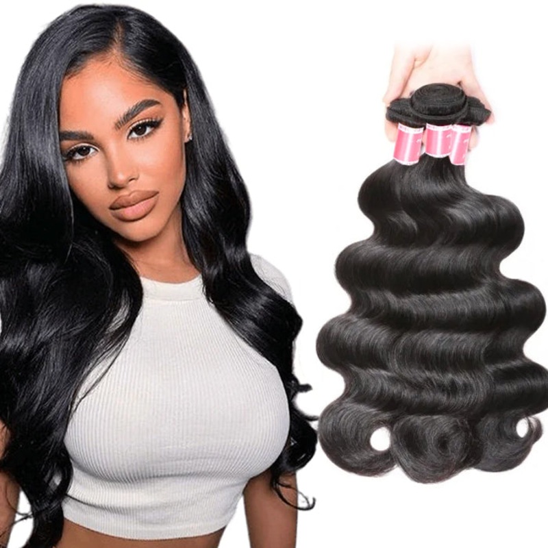 Malaysian Body Wave 3/4 Bundle Deals Unprocessed Virgin Human Hair Bundles Natural Black Color 10 10 10