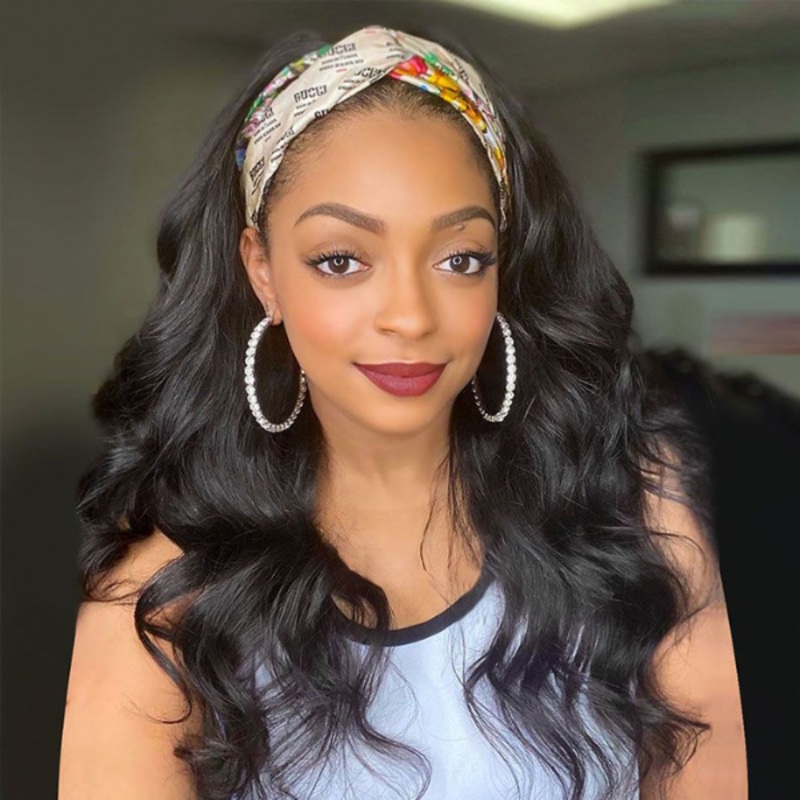 Weekly Special | Natural Black Body Wave No Lace Glueless Long Headband Wig 100% Human Hair 16