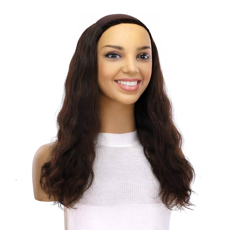 20″ HatFall Wig Dark Brown Wavy Open Wefted