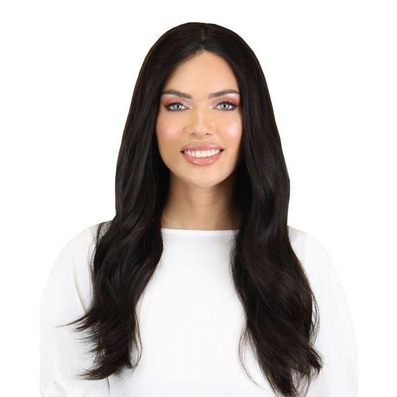 26″ Ponytail Silk Top Wig Natural Black Zig Zag Lace Front