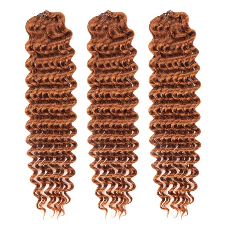 CLEARANCE SALE| #Auburn Brown 30 Kinky Curly Crochet Braid Human Hair Extensions #Auburn Brown30 12″ 12″ 12″