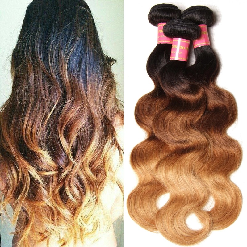 Ombre Color 1b/4/27 Body Wave 3 Bundles Virgin Hair 10 10 10