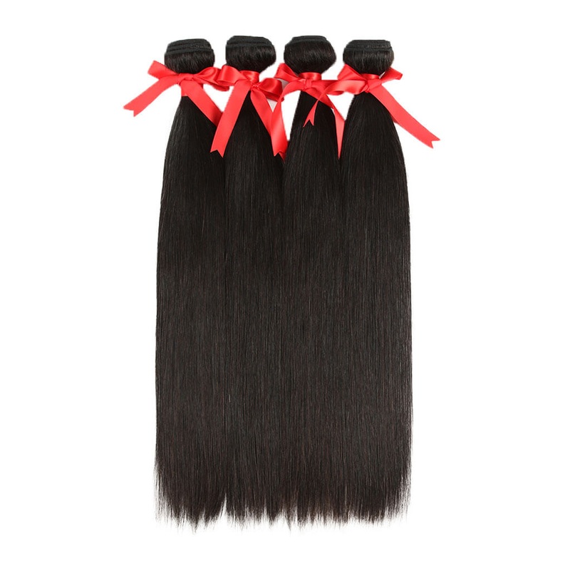 QVR Brazilian Hair Bundles Virgin Human Hair Straight Hair 4 Bundles Natural Color 8”8”8”8” 10A Human Virgin Hair