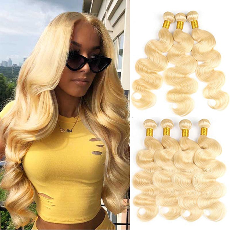 613 Blonde Virgin Hair Body Wave 3 Bundles 100% Unprocessed Human Hair Weave 3 pcs 10inch