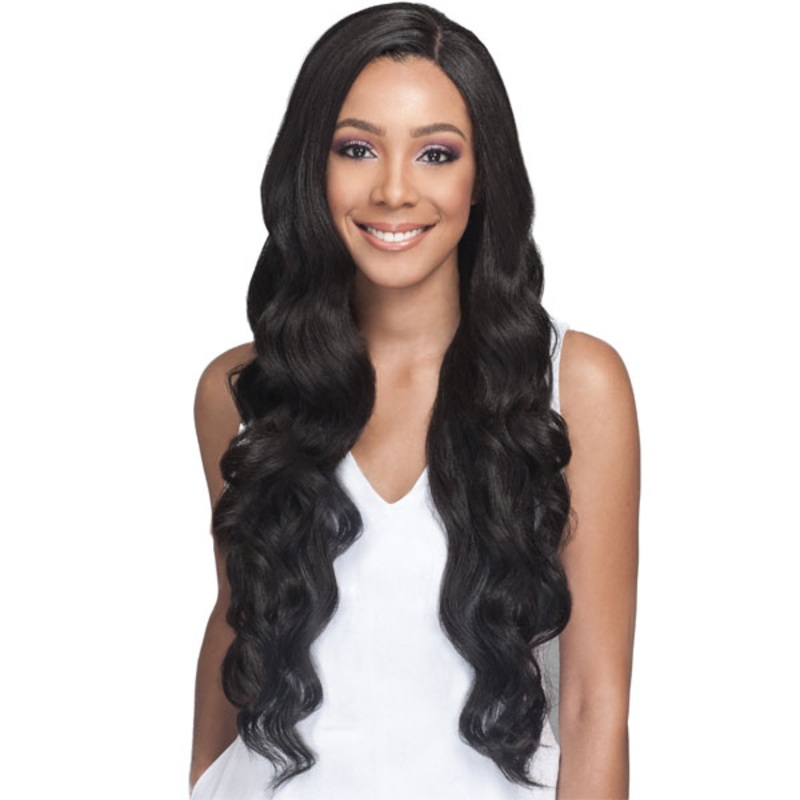 Bobbi Boss Human Hair Blend 4×4 Swiss Lace Front Wig MBLF150 PEKELA 1B
