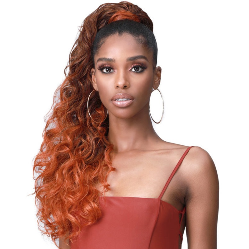 Bobbi Boss Human Hair Blend Tress Up Ponytail OCEAN WAVE 28 NATURAL
