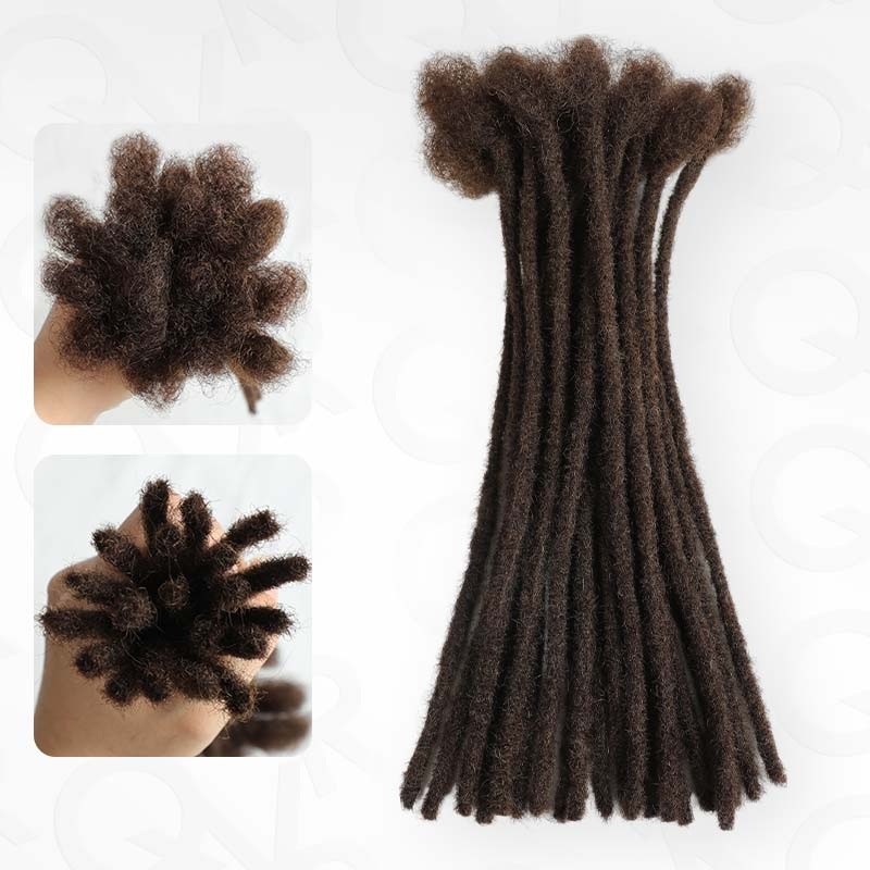 QVR Handmade Dreadlocks Dark Brown #4 Thickness 0.6cm Human Hair Loc Extensions Dark Brown #4 8” 10 Locs